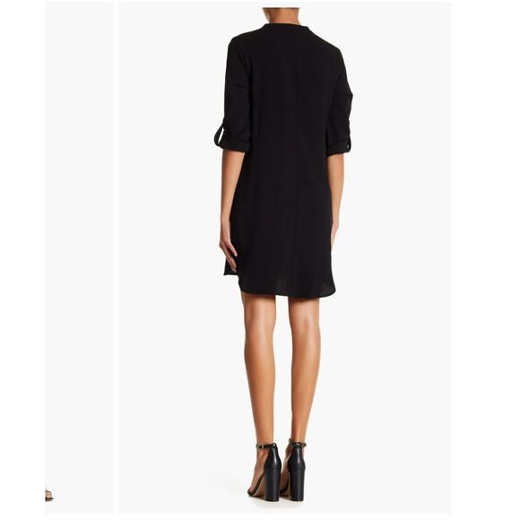 Nordstroms Lush Peacoat Navy Novak Split Neck 3/4 Sleeve Dress - SIZE M - Picture 4 of 9